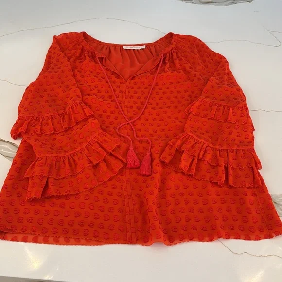 Tory Burch Red Blouse with Tassel Detail - Picture 4 of 16